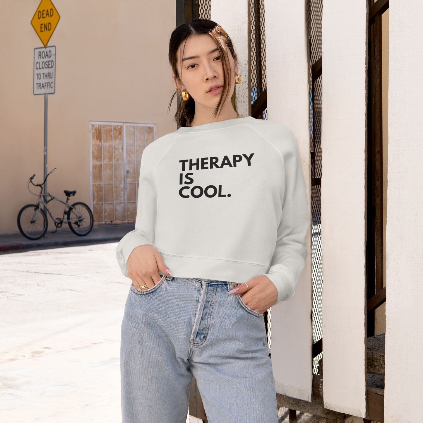 Therapy Is Cool - Women's Cropped Fleece Pullover