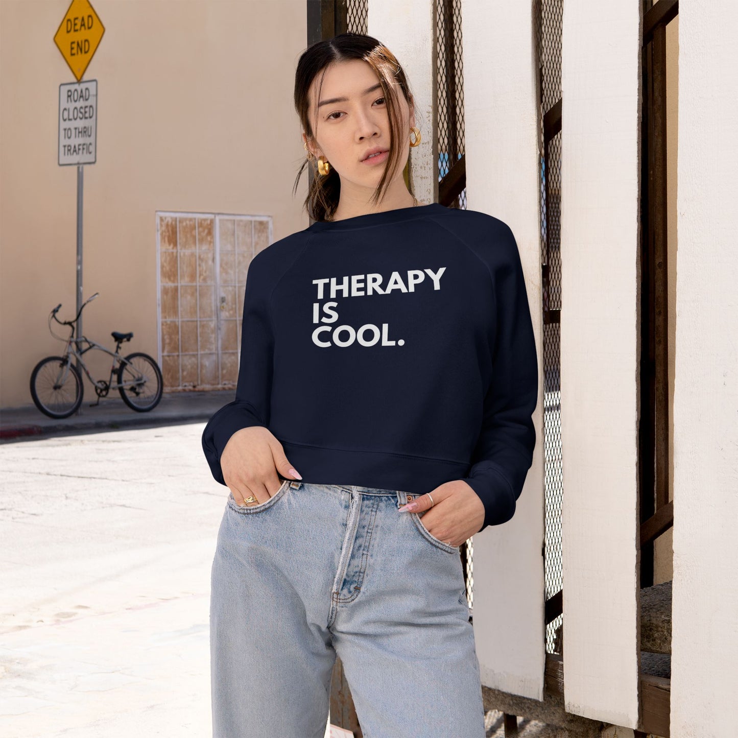Therapy Is Cool - Women's Cropped Fleece Pullover