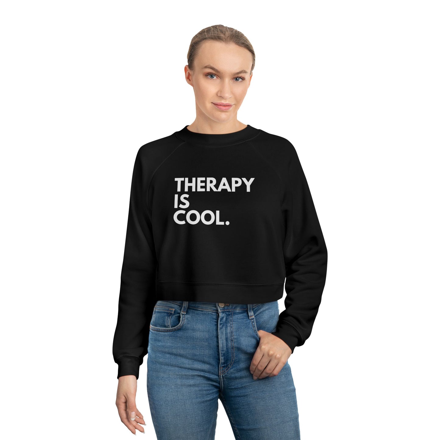 Therapy Is Cool - Women's Cropped Fleece Pullover