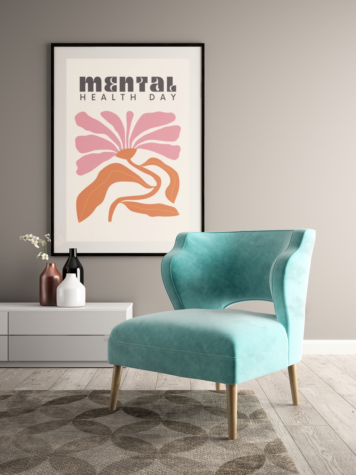 Mental Health Day - Floral Spring Poster