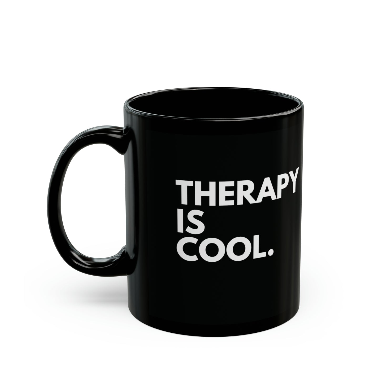 Therapy Is Cool - Black Ceramic Mug