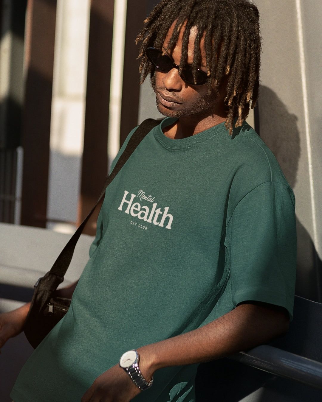 mental health day green boxy tee